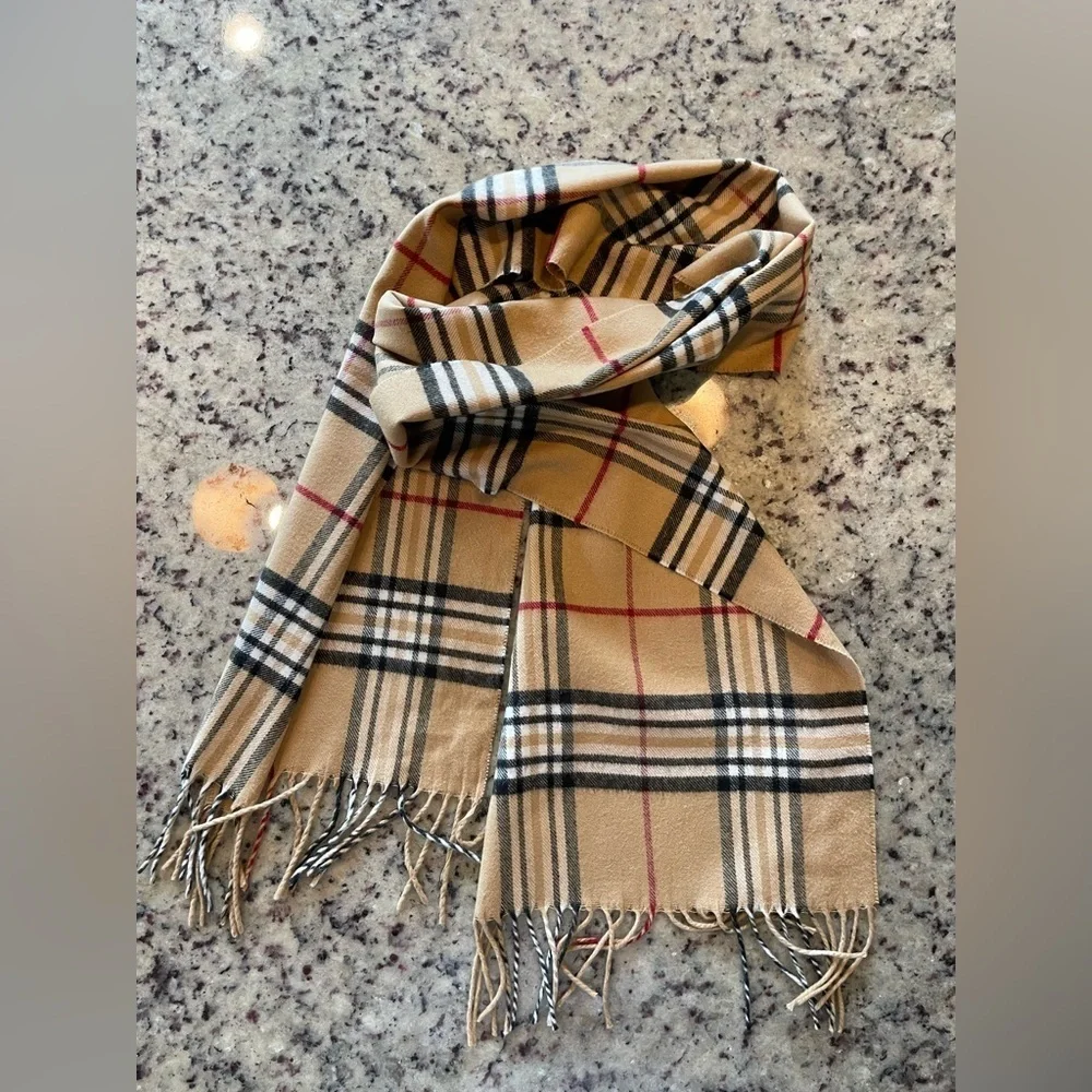 Classic Tan Plaid Scarf